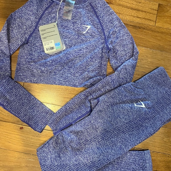 Gymshark Pants - Heather Purple Gymshark 2 piece cropped top leggings Activewear Set Small S